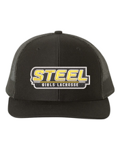 Load image into Gallery viewer, Steel Lacrosse Garment Washed STRUCTURED Mesh Back Trucker Cap