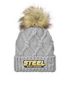 Load image into Gallery viewer, Steel Lacrosse Faux Fur Pom Beanie