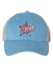 Load image into Gallery viewer, Rebels Lacrosse Garment Washed UNSTRUCTURED Mesh Back Trucker Cap