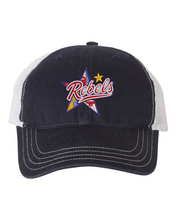Load image into Gallery viewer, Rebels Lacrosse Garment Washed UNSTRUCTURED Mesh Back Trucker Cap