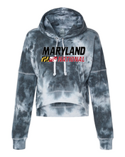 Load image into Gallery viewer, Maryland National Lacrosse Women's Crop Tie-Dye Hooded Sweatshirt