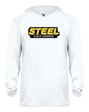 Load image into Gallery viewer, Steel Lacrosse Youth B-Core Long Sleeve Hood Tee