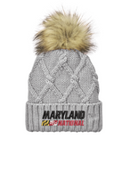 Load image into Gallery viewer, Maryland National Lacrosse Faux Fur Pom Beanie