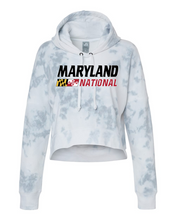 Load image into Gallery viewer, Maryland National Lacrosse Women's Crop Tie-Dye Hooded Sweatshirt