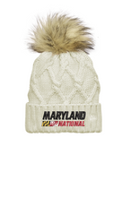 Load image into Gallery viewer, Maryland National Lacrosse Faux Fur Pom Beanie
