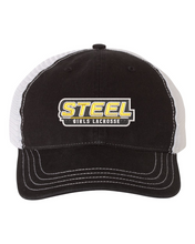 Load image into Gallery viewer, Steel Lacrosse Garment Washed UNSTRUCTURED Mesh Back Trucker Cap