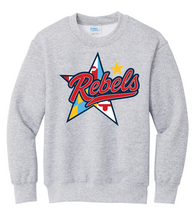 Load image into Gallery viewer, Rebels Lacrosse Youth Heavy Blend Crew Neck Sweatshirt