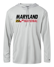 Load image into Gallery viewer, Maryland National Lacrosse Youth B-Core Long Sleeve Hood Tee