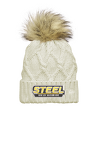 Load image into Gallery viewer, Steel Lacrosse Faux Fur Pom Beanie