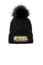 Load image into Gallery viewer, Steel Lacrosse Faux Fur Pom Beanie