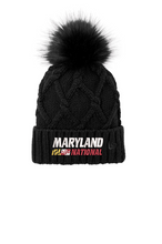 Load image into Gallery viewer, Maryland National Lacrosse Faux Fur Pom Beanie