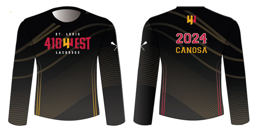 St Louis 410 West Lacrosse Youth BOY's Sublimated Long Sleeve Shooting Shirt - Customized with Player Name and Graduation Year